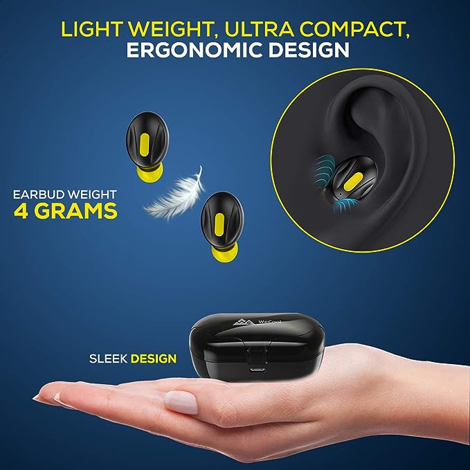 WeCool Moonwalk Mini Earbuds with Magnetic Charging Case IPX5 Wireless Earphones with Digital Battery Indicator for Crisp Sound Bluetooth Earphones for Secure Sports Fit (Yellow) WeCool Moonwalk Mini Earbuds with Magnetic Charging Case IPX5 Wireless Earphones with Digital Battery Indicator for Crisp Sound Bluetooth Earphones for Secure Sports Fit (Yellow)